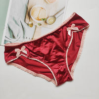 Silk Sport Panties Underwear Seamless Bow Briefs Low Waist Girl Solid Underpants Soft Comfort Lady Lingerie