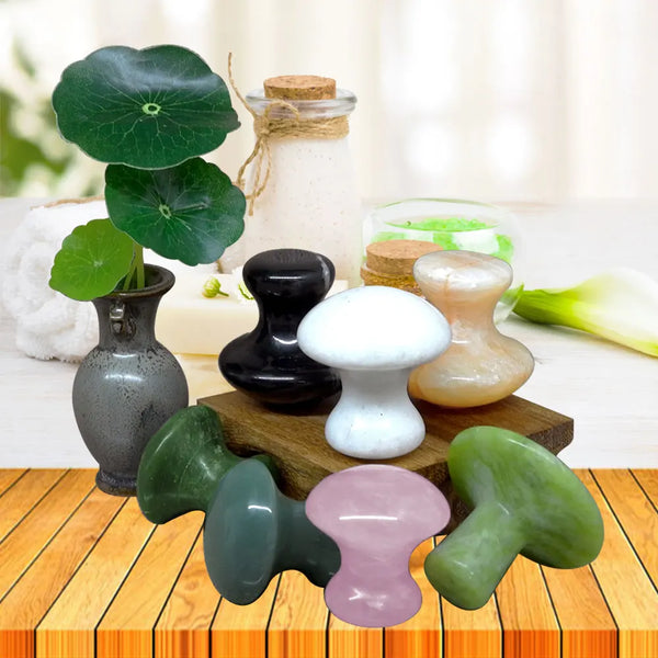 Rose Quartz Mushroom Foot Massage Stone Crystal Jade Facial Body Thin Anti-wrinkle Relaxation Beauty Health Care Tool