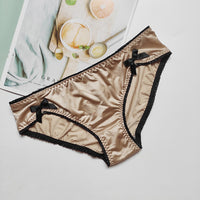 Silk Sport Panties Underwear Seamless Bow Briefs Low Waist Girl Solid Underpants Soft Comfort Lady Lingerie