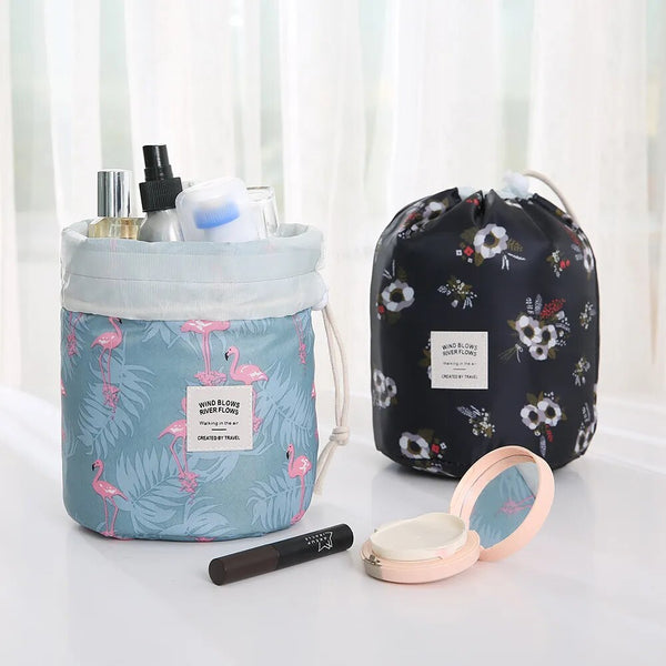 Drawstring Flamingo Cosmetic Bag Women Travel Makeup Toiletry Wash Case Eye Shadow Brush Lipstick Storage Organizer Supplies