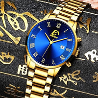 Fashion Mens Gold Stainless Steel Watches Luxury Minimalist Quartz Wrist Watch