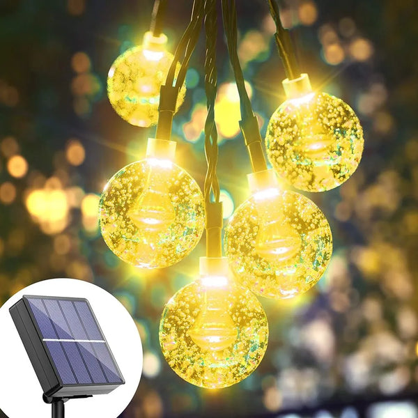 Solar String Lights Outdoor 100Led Crystal Globe Lights with 8 Modes Waterproof Solar Powered Patio Light for Garden Party Decor