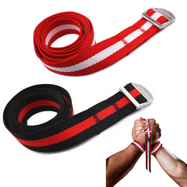 1 Pair Arm Wrestling Strap with Metal Buckle for Competition Match 100cm Long Non-Slip Exercise Arm Wrestling Training Equipment