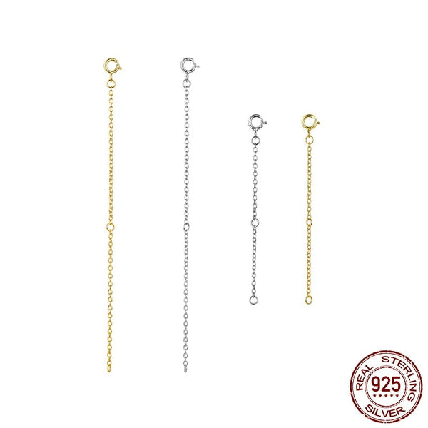 14K Gold Plated 925 Sterling Silver Extended Chains with Lobster Clasps Necklace