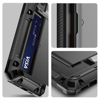 Armor Slide Card Slot Case for iPhone 13 12 11 Pro Military Grade Wallet Shockproof Cover
