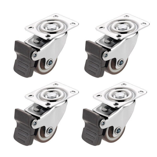 4PCS 1  2inch Furniture Caster Soft Rubber Universal Wheel Swivel Caster Roller Wheel For Platform Trolley Accessory