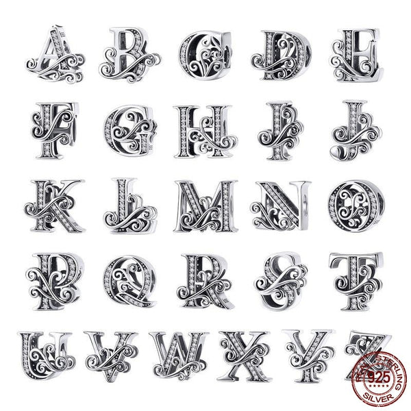 925 Sterling Silver Letter Vintage A to Z 26 Letter Charms
