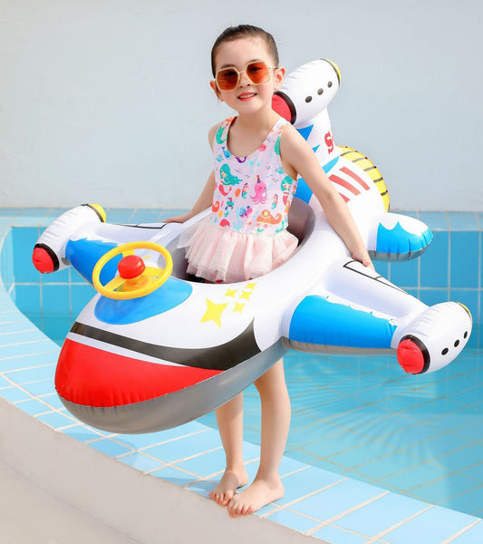 Airplane Infant Float Pool Swimming Ring Inflatable Circle Baby Seat with Steering Wheel Summer Beach