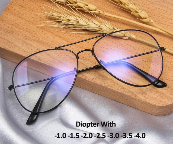 -1.0 -1.5 -2.0 -2.5 -3.0 -3.5 Women Men Myopia Prescription Glasses Optical  Pilot Eyeglasses Frame Nearsighted Eyewear