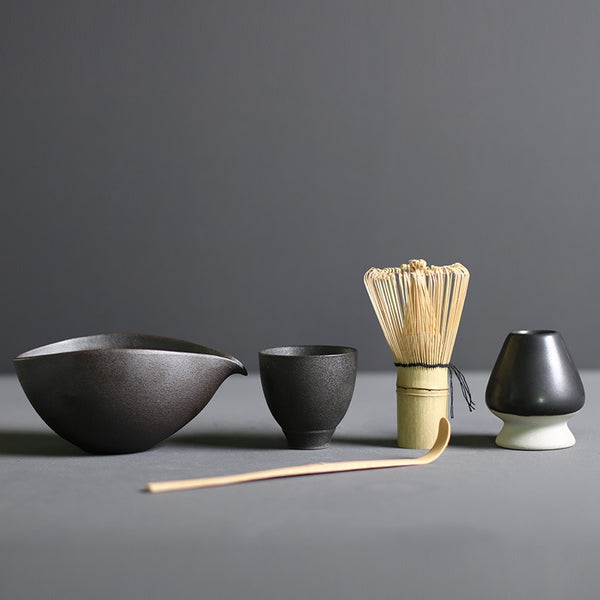 4-5pcs/set Matcha Tea Set Bamboo Whisk Scoop Ceramic Matcha Bowl Traditional Indoor Handmade Tea-making Tools Birthday Giftset