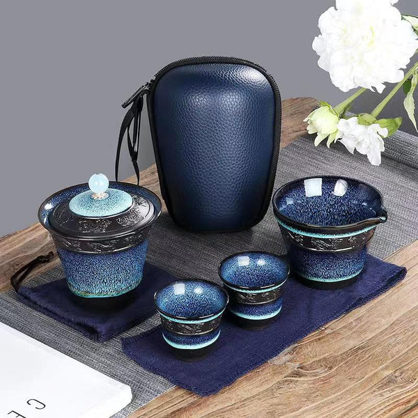 Travel Tea Set Carrying Bag Kung Fu Tea Cup Single One Pot Two Cup Outdoor Teapot Small Set Cup Set