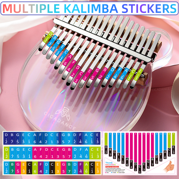 17 Key / 21 Key Kalimba Scale Sticker Thumb Finger Piano Key Note Stickers Tabs For Beginner Music Instrument Accessories