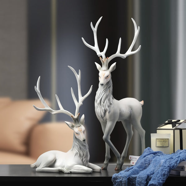 Elk Deer Statue Reindeer Figurines Resin Sculpture