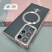 Transparent For Magsafe Magnetic Case For Samsung Galaxy S23 S22 S21 Ultra Plus S22Ultra S22Plus S21Plus Soft Full Camera Covers
