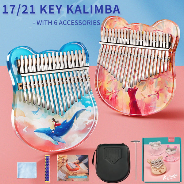 Acrylic Kalimba 17/21 Key Thumb Piano Calimba Mbira Keyboard Music Instruments