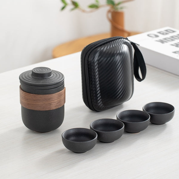 300ML Travel Tea Set Carrying Bag Kung Fu Tea Cup Single One Pot Four Cup Outdoor Teapot Small Set Cup Set