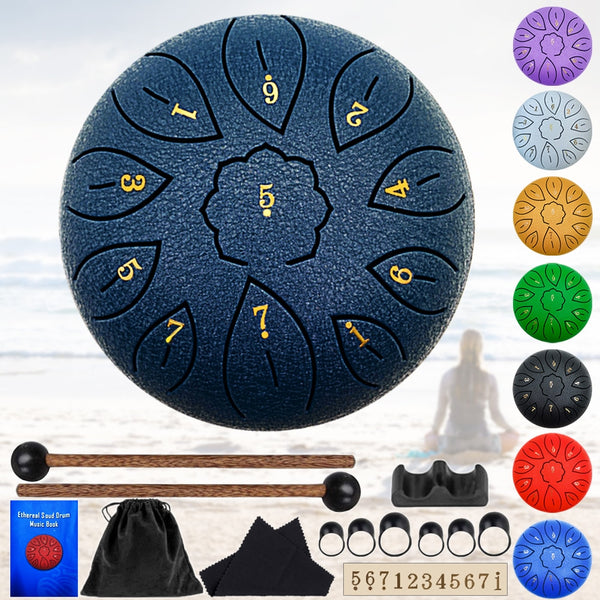 6 Inch Steel Tongue Drum 11 Tones C Key Mini Tank Drums with Bag Mallet Yoga Meditation Percussion Musical Instruments