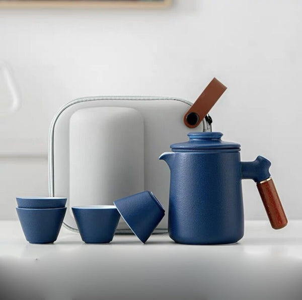 Travel Tea Set Carrying Bag Kung Fu Tea Cup Single One Pot Four Cup Outdoor Teapot Small Set Cup Set W5093