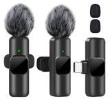 K60 Wireless Lavalier Microphone Mini Clip On Recording Mic for iPhone Android Laptop Live Streaming Gaming