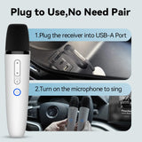 Wireless Karaoke Microphone with Receiver for Compatible Vehicle Entertainment Systems