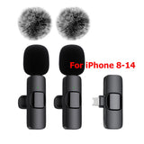 K60 Wireless Lavalier Microphone Mini Clip On Recording Mic for iPhone Android Laptop Live Streaming Gaming
