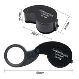 40X Illuminated Pocket Magnifying Glass Folding Jewelers Loupe with LED Light