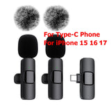 K60 Wireless Lavalier Microphone Mini Clip On Recording Mic for iPhone Android Laptop Live Streaming Gaming